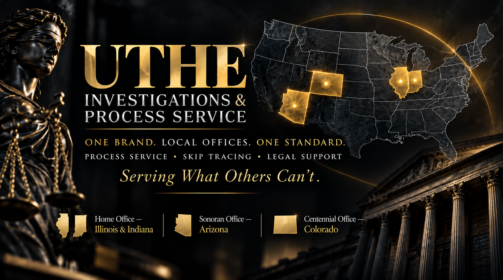 Uthe Investigations & Process Service serving Illinois, Indiana, Arizona and Colorado with process service, skip tracing and legal support.