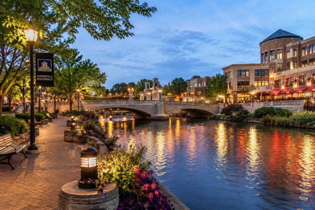 Naperville Riverwalk in Downtown Naperville, Illinois served by Uthe Investigations & Process Service
