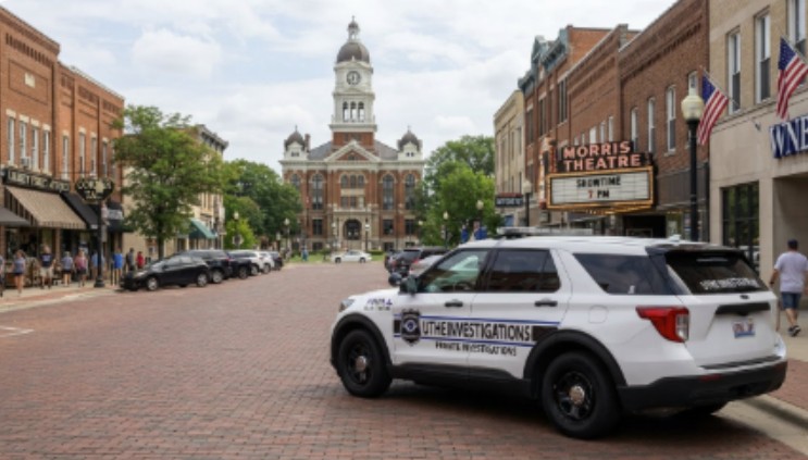 A white Ford Explorer that reads Uthe Investigations